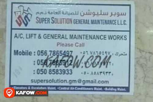 Super Solution General Maintenance L.L.C.