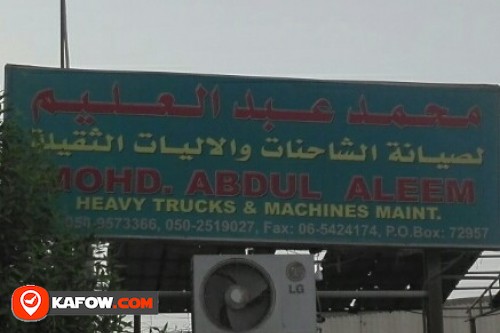 MOHD ABDUL ALEEM HEAVY TRUCKS & MACHINES MAINT